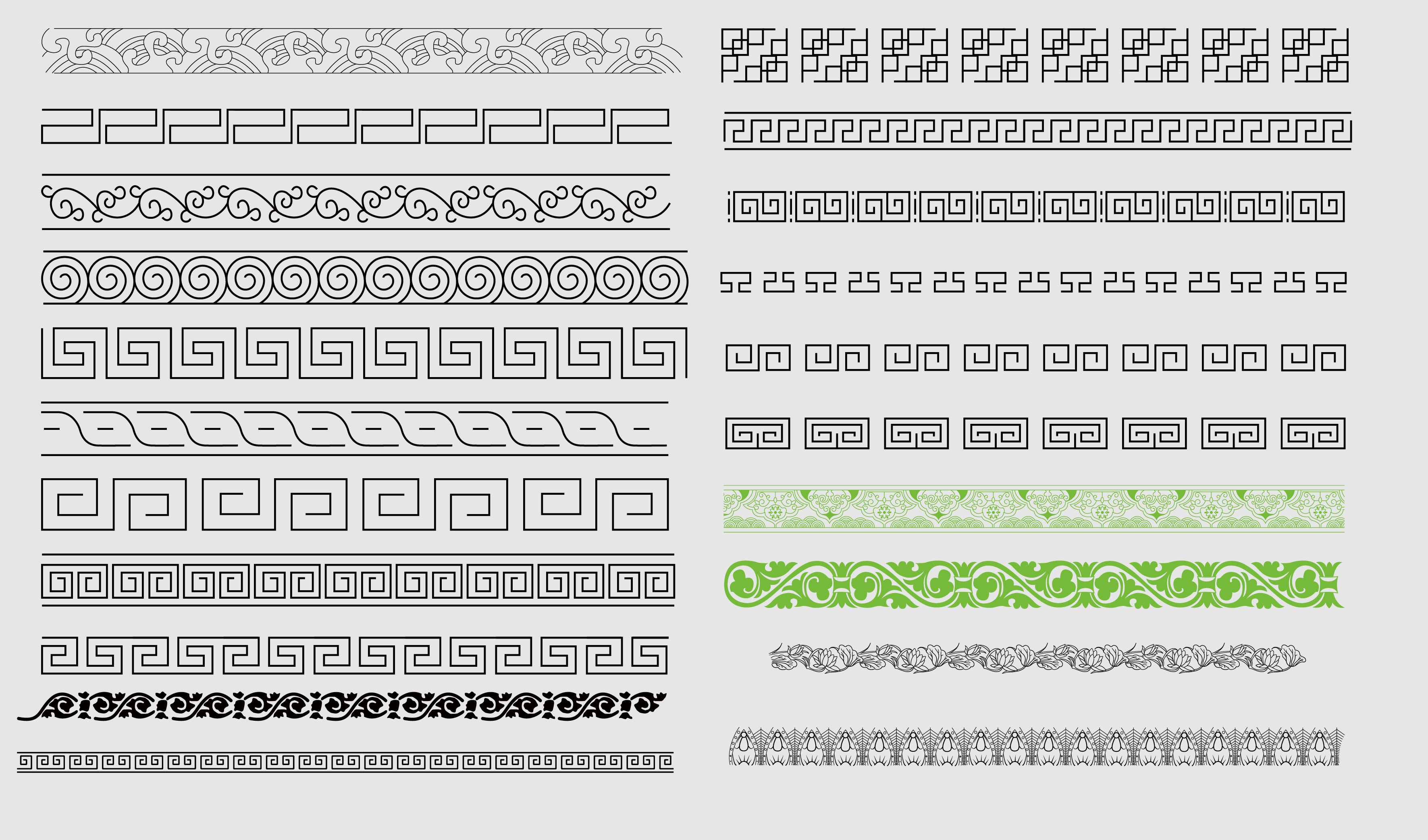中国风传统线条纹路插画矢量图